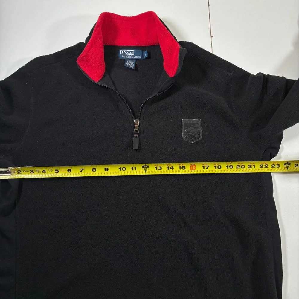 Rare Vintage Polo Ralph Lauren Fleece Pullover Large Black Polartec Ski Crest